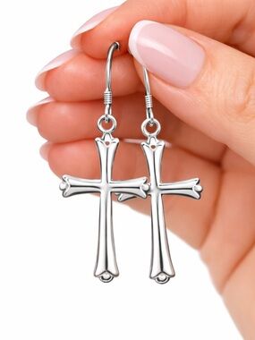 Sterling Silver Cross Drop Earrings - Meaningful Faith Religious Gift
C3